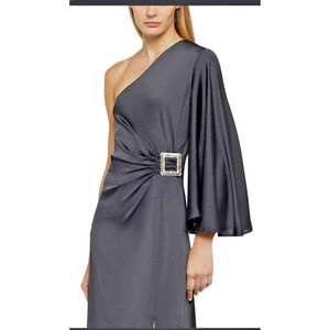 $859 Simona Corsellini Grecian One Shoulder Dress 44 US 12 Made in Italy